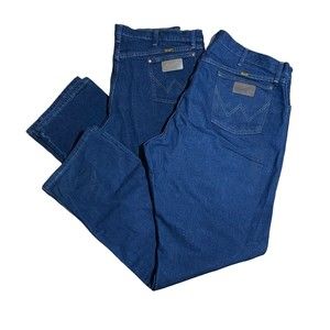 Mens Wrangler Dark Wash Work Jeans Straight Leg Classic 40X30 Lot Of 2 Pair